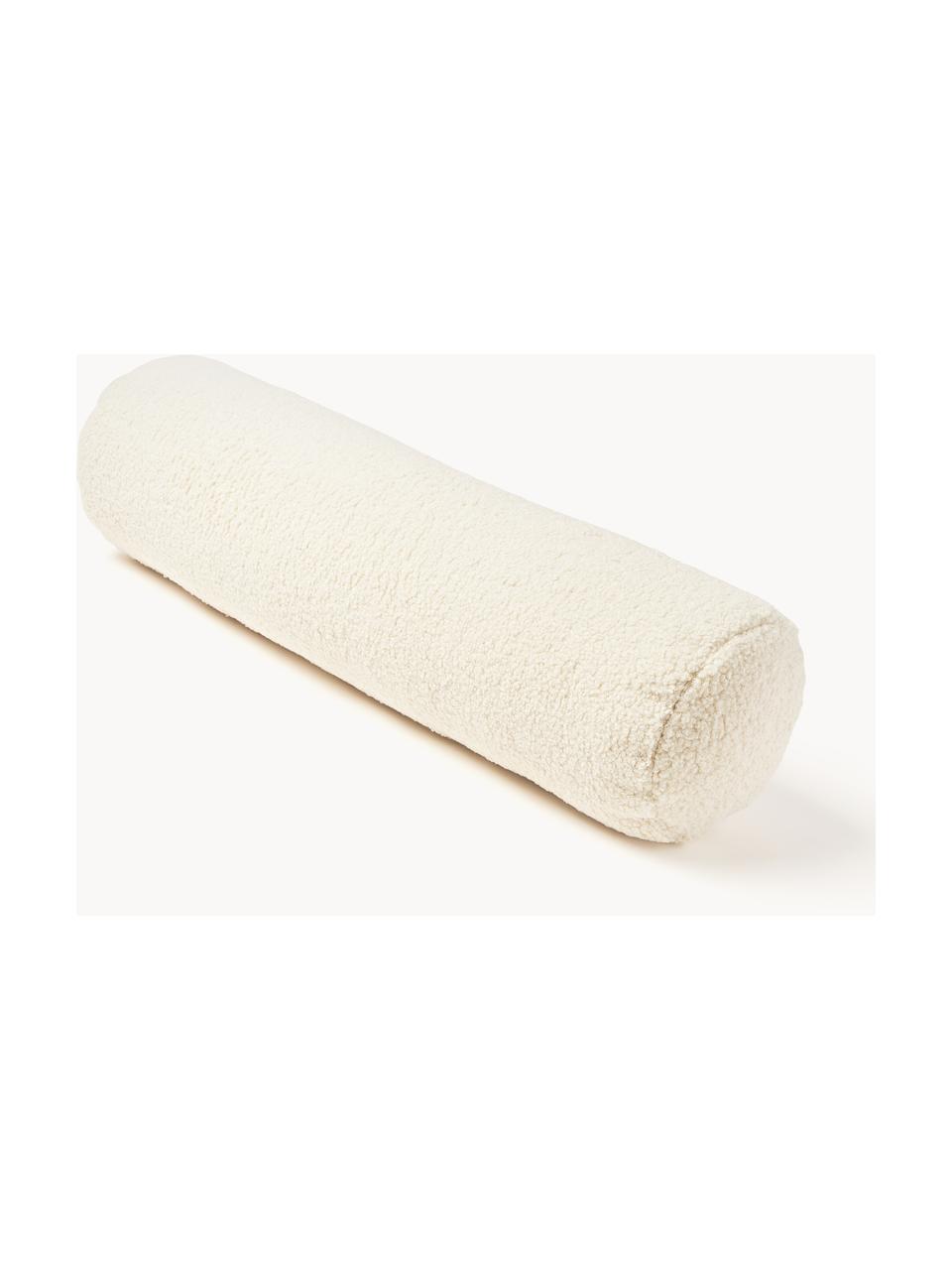 Coussin pour nuque de canapé en peluche Sofia, Peluche blanc cassé, Ø 17 x long. 68 cm