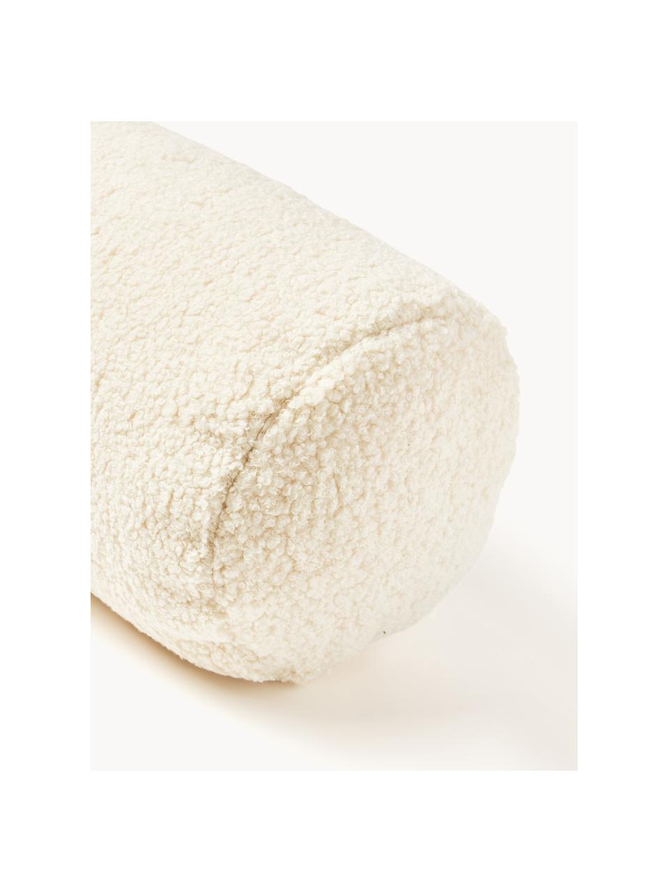 Coussin pour nuque de canapé en peluche Sofia, Peluche blanc cassé, Ø 17 x long. 68 cm