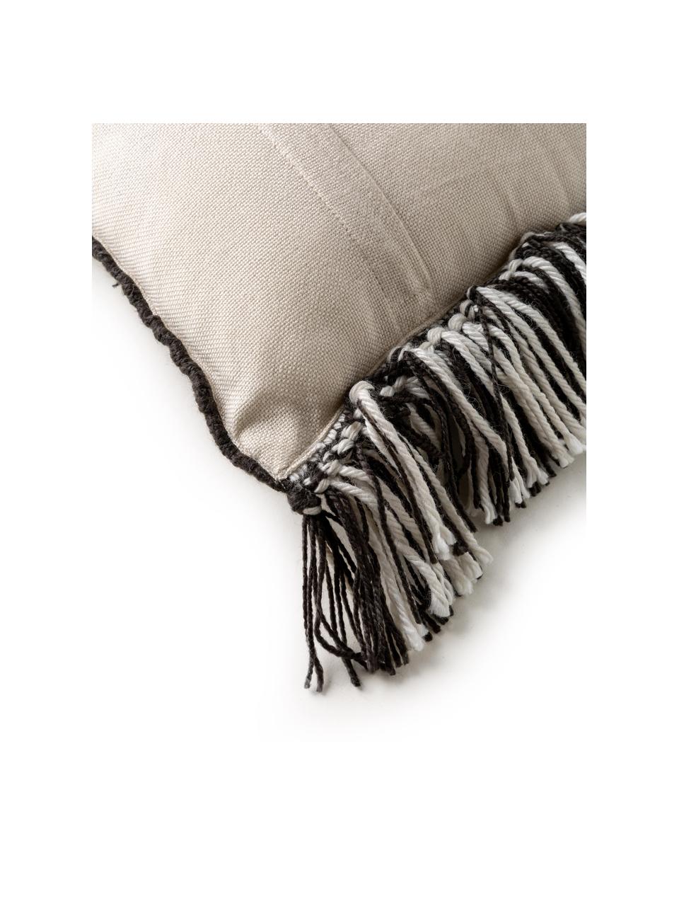 In- & outdoor kussen Morty van gerecycled PET, met vulling, Zwart, wit, B 30 x L 50 cm