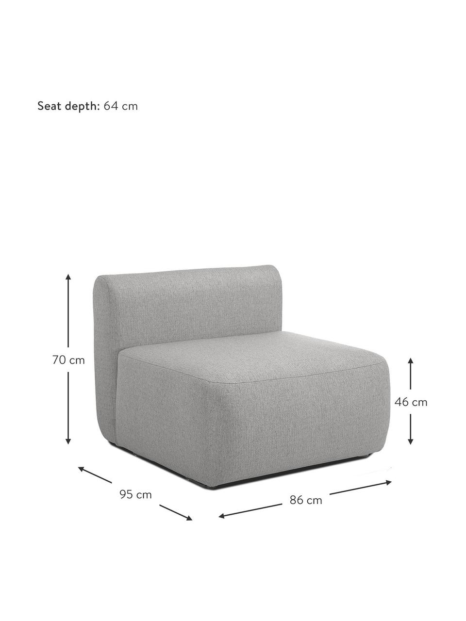 Módulo intermedio Sofia, Tapizado: 100% polipropileno Alta r, Tapizado: relleno de espuma, Estructura: madera de pino macizo, ag, Patas: plástico, Tejido gris, An 86 x F 95 cm