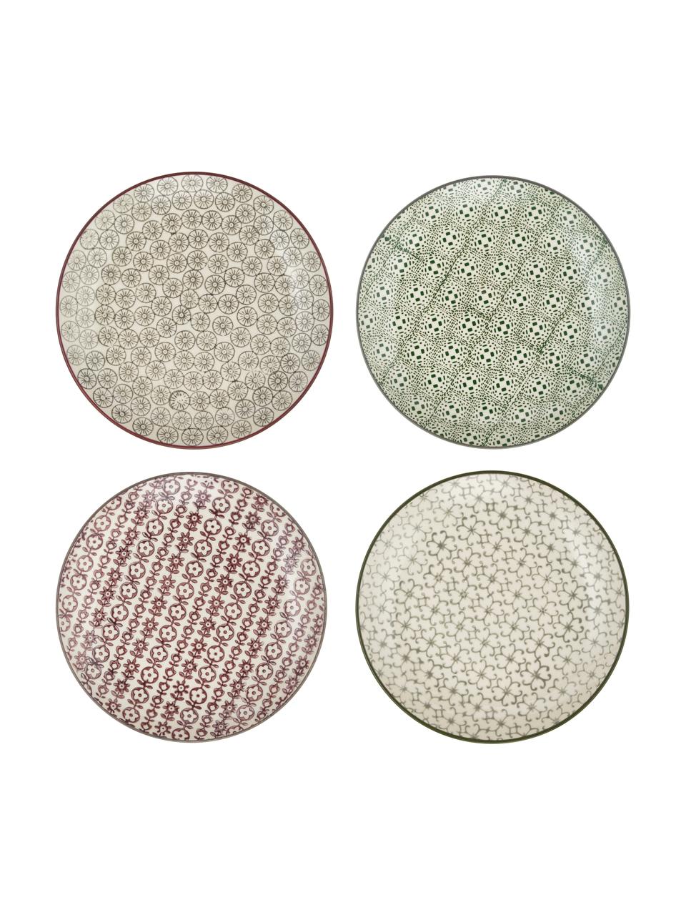Frühstücksteller Karine mit kleinem Muster, 4er-Set, Keramik, Bunt, gemustert, Ø 20 cm