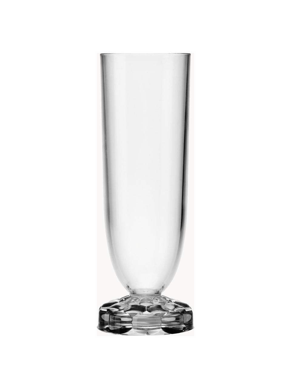 Champagneglas Jellies met structuurpatroon, 4 stuks, Kunststof, Transparant, Ø 6 x H 17 cm, 200 ml
