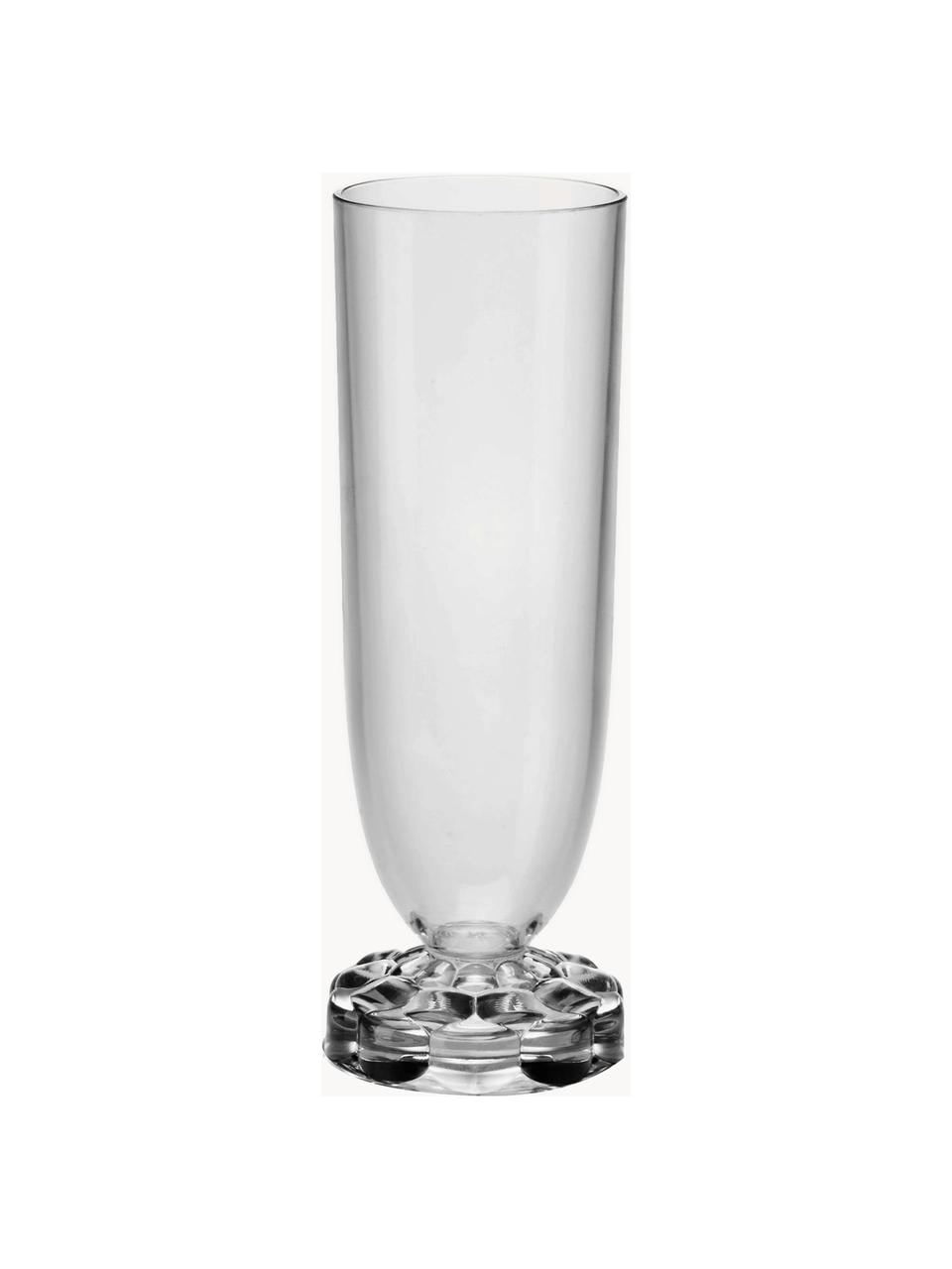 Champagneglas Jellies met structuurpatroon, 4 stuks, Kunststof, Transparant, Ø 6 x H 17 cm, 200 ml