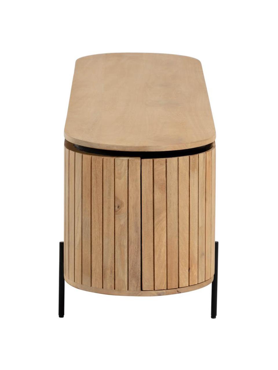 TV konzolový stolík z masívneho mangového dreva Licia, Mangové drevo, čierna, Š 160 x V 56 cm