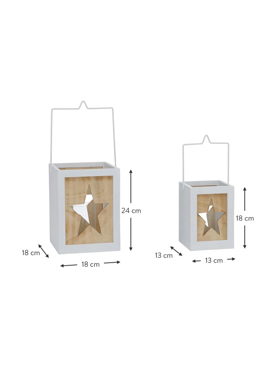 Lanternes Noël Jula, 2 élém., Blanc, bois, Lot de différentes tailles