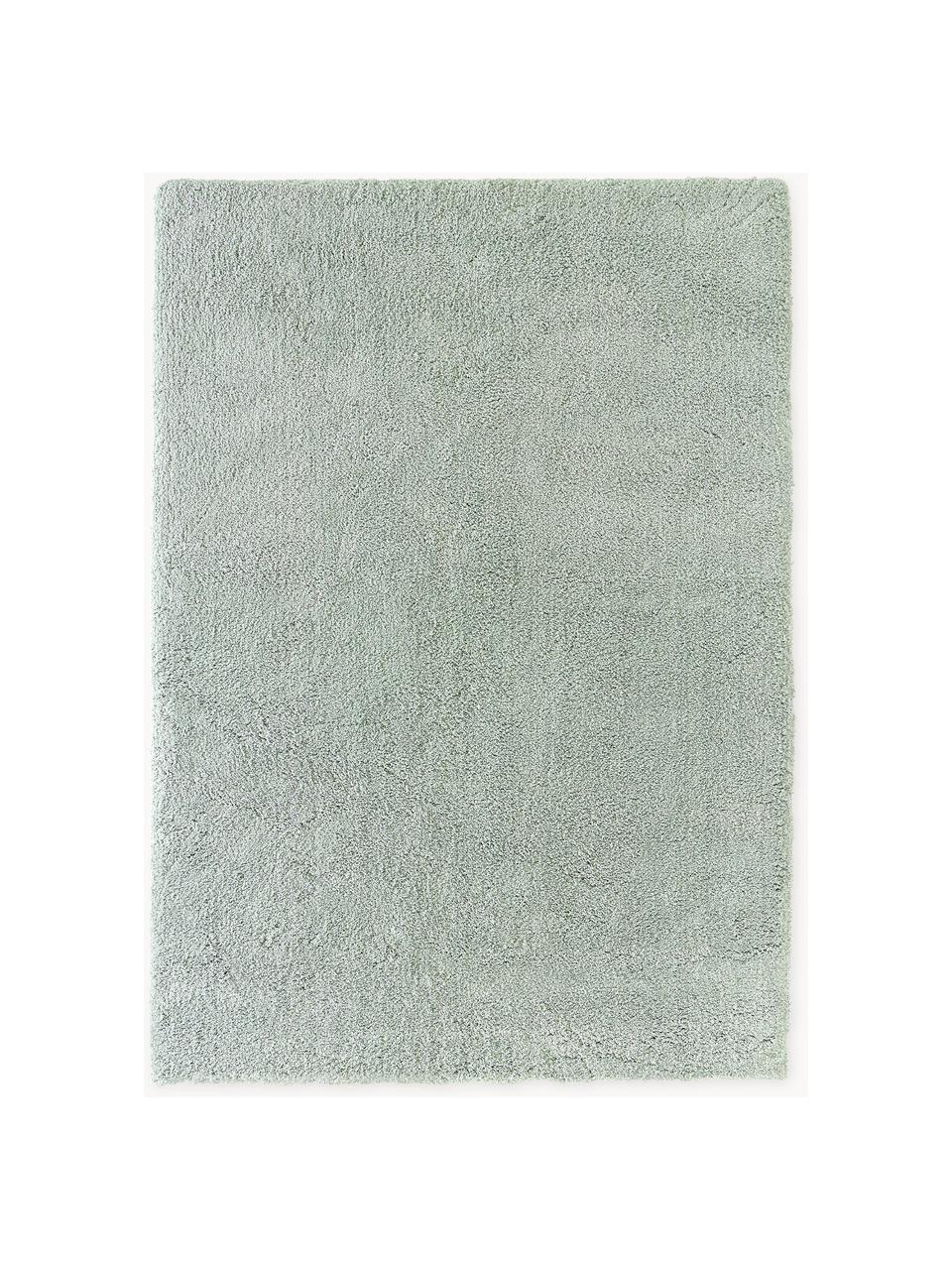 Tapis doux poils longs Leighton, Vert menthe, larg. 80 x long. 150 cm (taille XS)