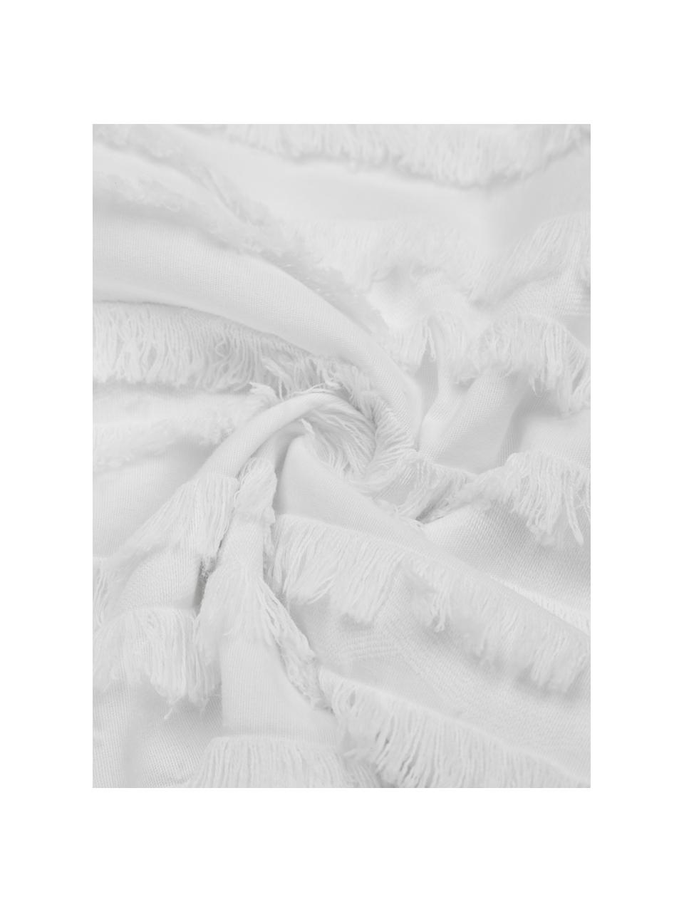 Housse de coussin 45x45 blanche Jessie, 88 % coton, 7 % viscose, 5 % lin, Blanc, larg. 45 x long. 45 cm