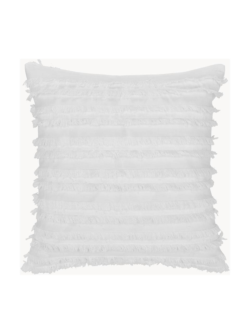 Housse de coussin 45x45 blanche Jessie, 88 % coton, 7 % viscose, 5 % lin, Blanc, larg. 45 x long. 45 cm