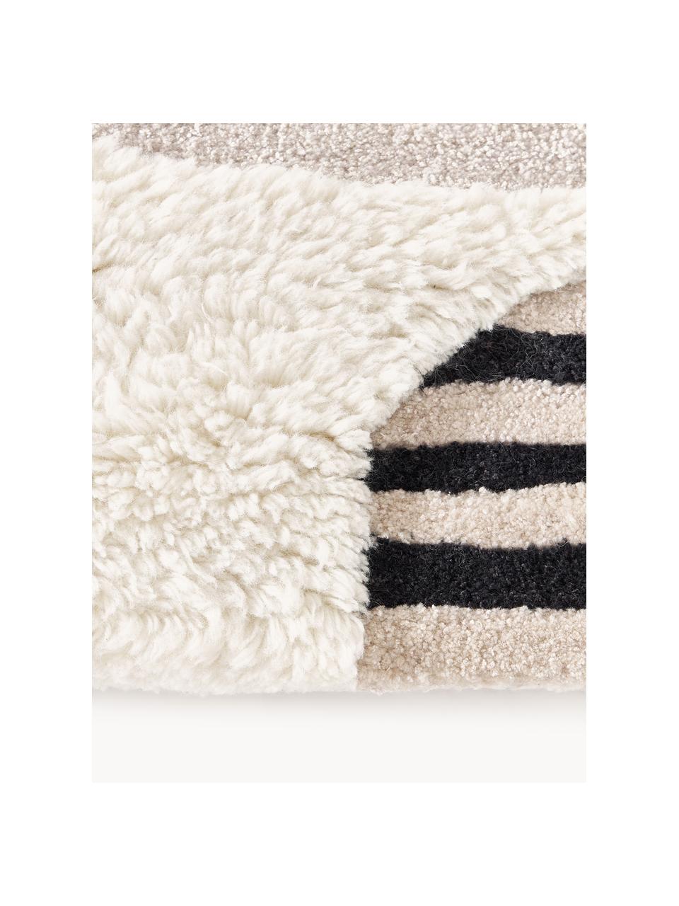 Tapis en laine tissé main avec structure haute et basse Rosco, Tons bruns, larg. 160 x long. 230 cm (taille M)
