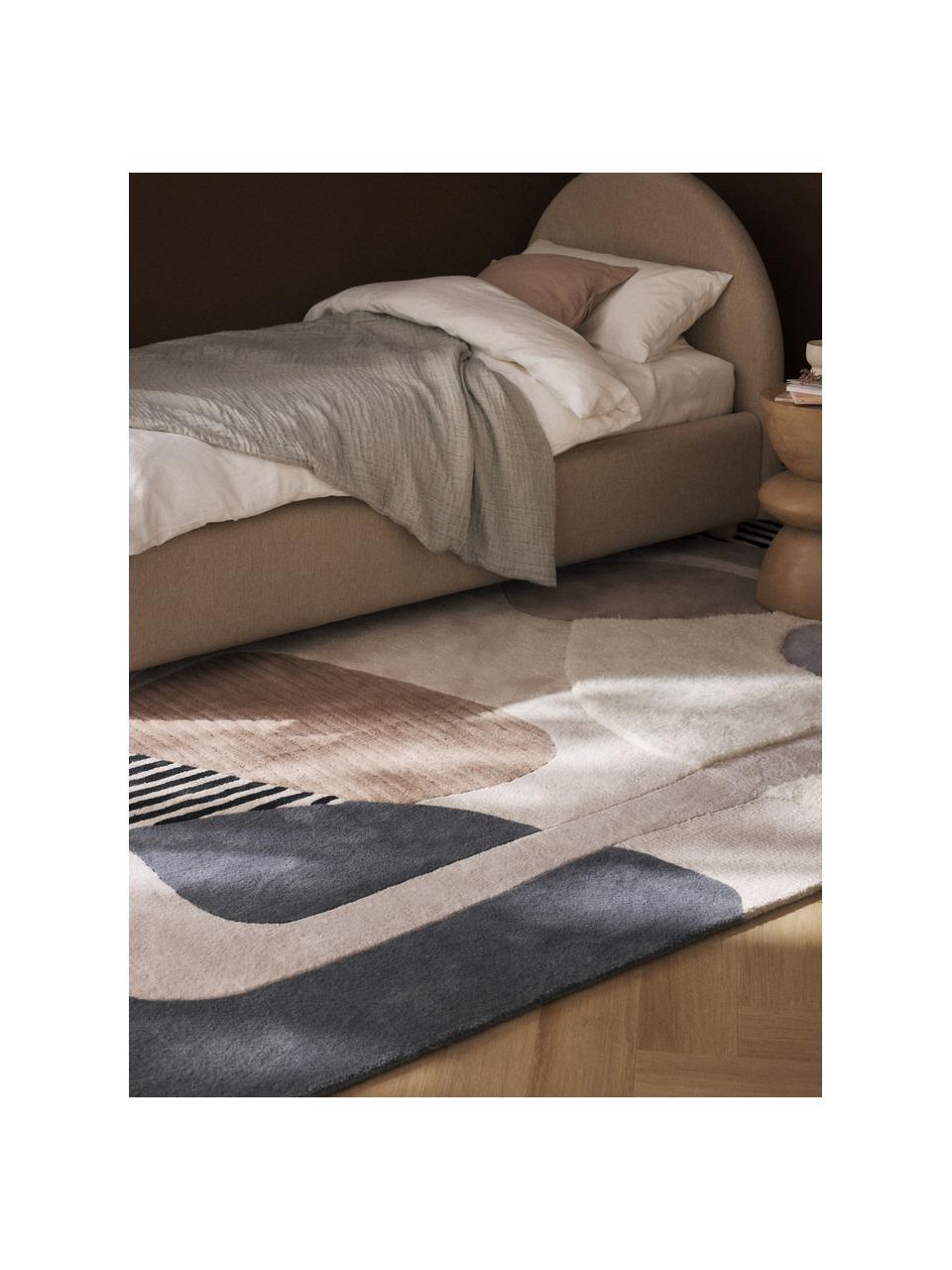 Tapis laine tissée main en relief Rosco, Tons bruns, larg. 160 x long. 230 cm (taille M)