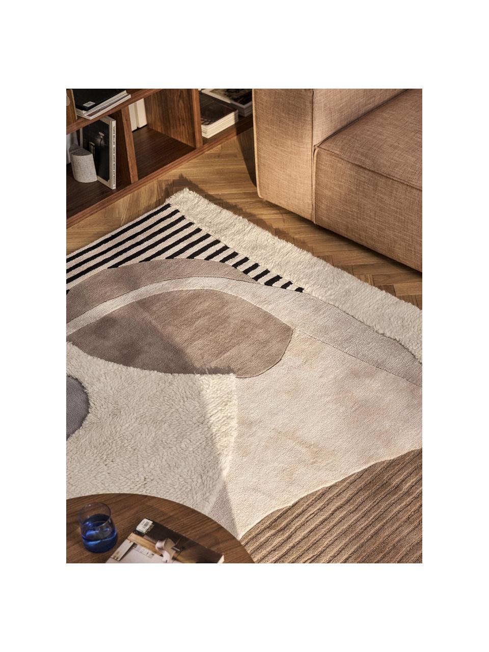 Ręcznie tuftowany dywan z wełny z wypukłą strukturą Rosco, Odcienie brązowego, S 160 x D 230 cm (Rozmiar M)