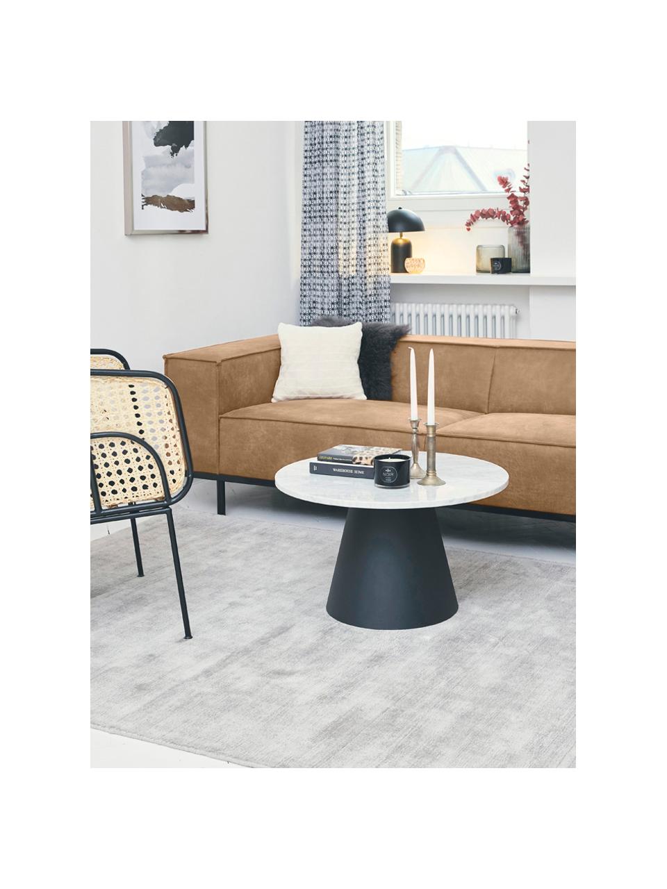 Leder-Sofa Abigail (3-Sitzer) in Braungrau mit Metall-Füßen, Bezug: Lederfaserstoff (70% Lede, Beine: Metall, lackiert, Leder Braungrau, B 230 x T 95 cm