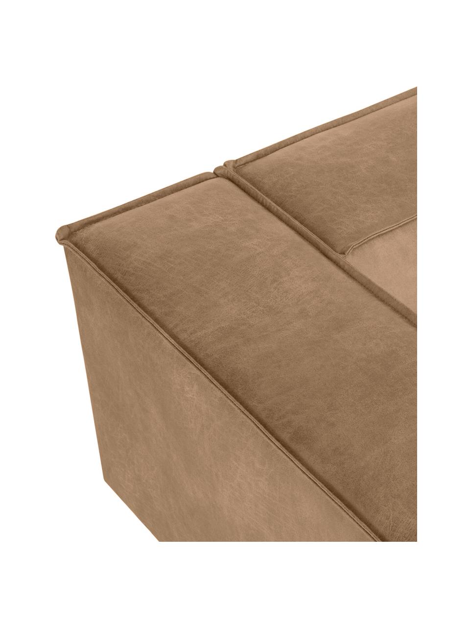 Leder-Sofa Abigail (3-Sitzer) in Braungrau mit Metall-Füßen, Bezug: Lederfaserstoff (70% Lede, Beine: Metall, lackiert, Leder Braungrau, B 230 x T 95 cm