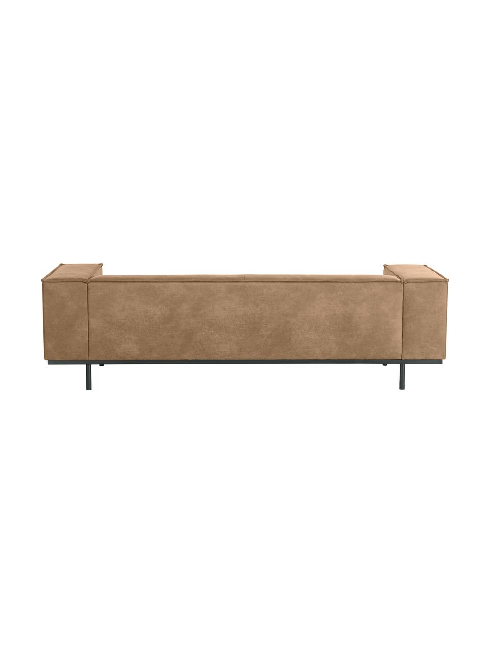 Leder-Sofa Abigail (3-Sitzer) in Braungrau mit Metall-Füssen, Bezug: Lederfaserstoff (70% Lede, Beine: Metall, lackiert, Leder Braungrau, B 230 x T 95 cm