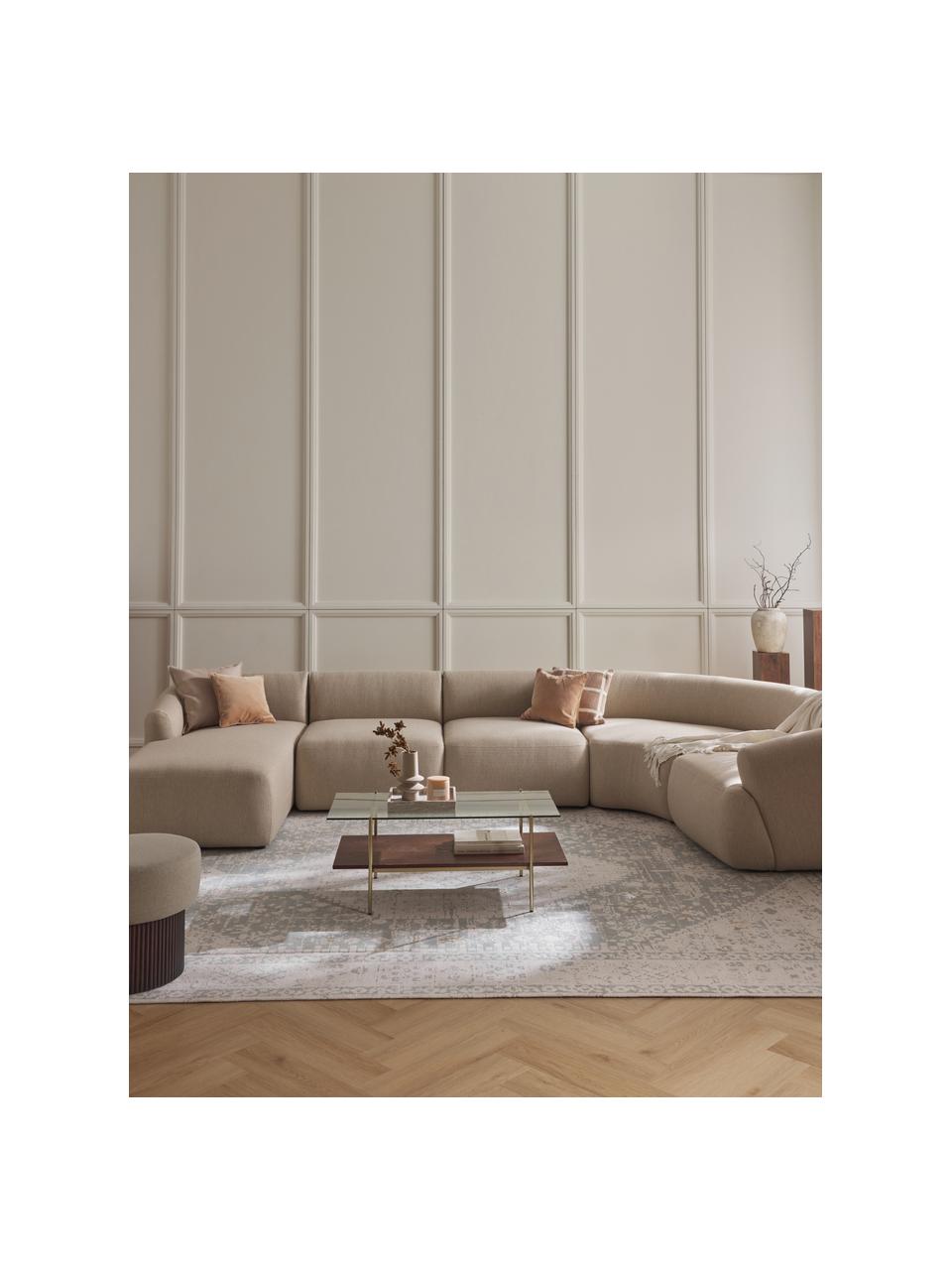 Sofá rinconera modular Sofia, Tapizado: 100% polipropileno Alta r, Estructura: madera de abeto, tablero , Patas: plástico El material util, Tejido beige claro, An 404 x F 231 cm, esquina derecha