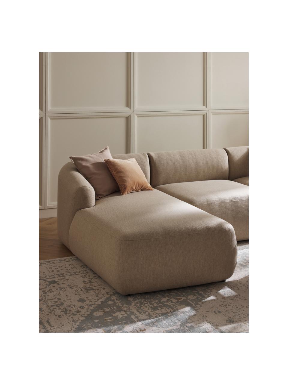 Sofá rinconera modular Sofia, Tapizado: 100% polipropileno Alta r, Estructura: madera de abeto con certi, Patas: plástico El material util, Tejido beige claro, An 404 x F 231 cm, chaise longue derecha