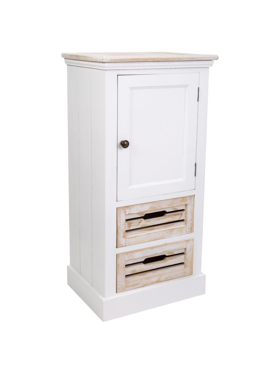 Mueble auxiliar Mario, Estructura: madera de paulownia, tabl, Blanco, beige, An 40 x Al 80 cm