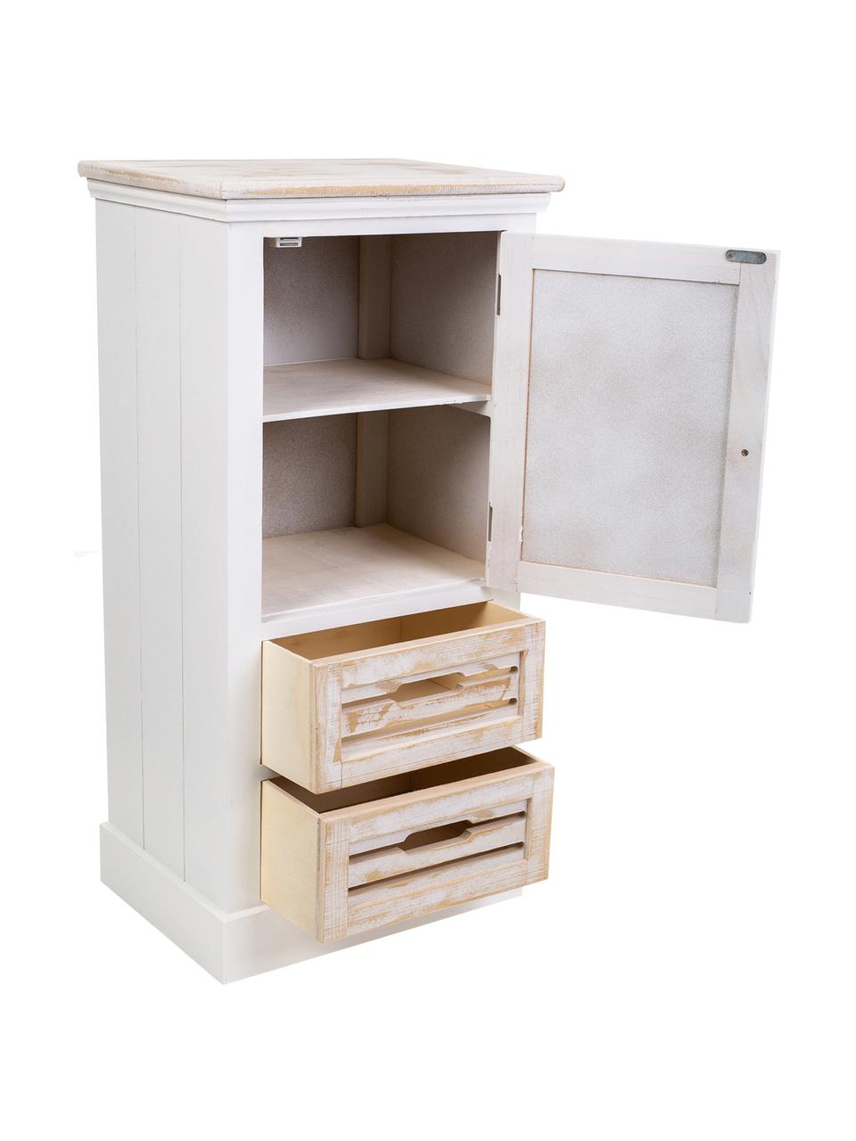 Mueble auxiliar Mario, Estructura: madera de paulownia, tabl, Blanco, beige, An 40 x Al 80 cm