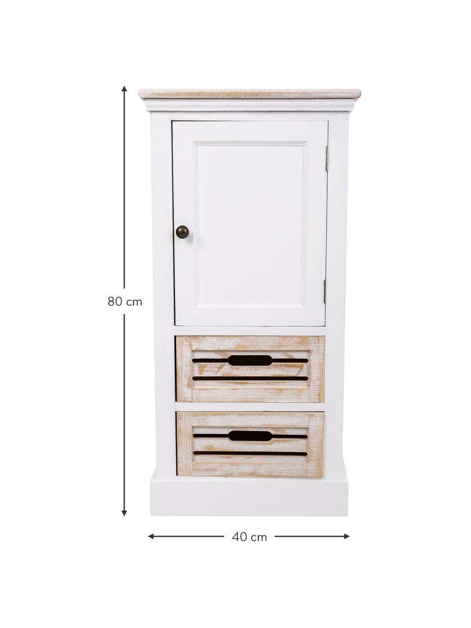 Mueble auxiliar Mario, Estructura: madera de paulownia, tabl, Blanco, beige, An 40 x Al 80 cm