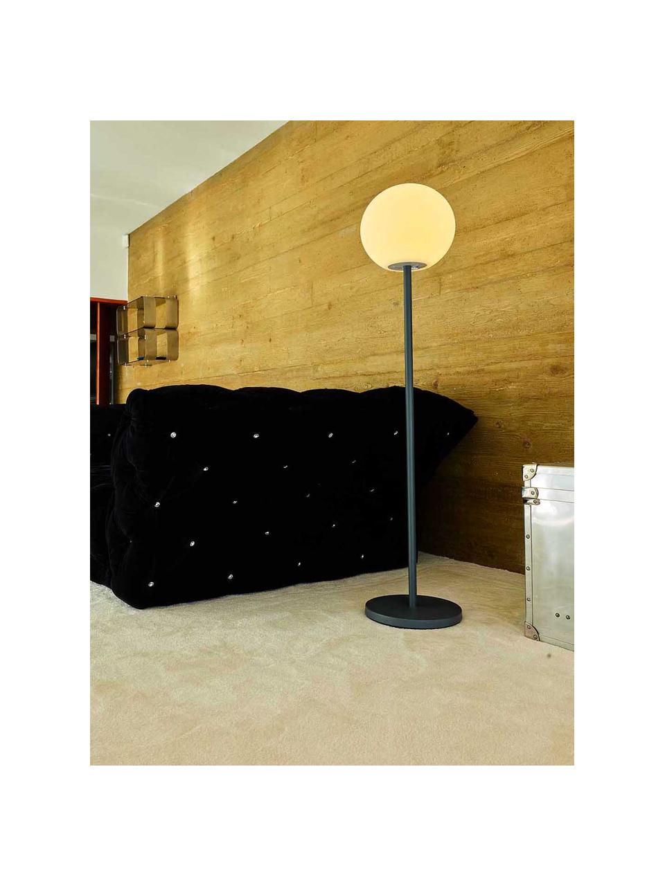 Mobiele dimbare outdoor vloerlamp Luny, Lampenkap: polyethyleen, Lampvoet: gecoat metaal, Wit, zwart, Ø 30 x H 150 cm