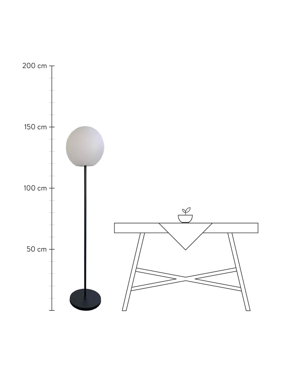 Mobiele dimbare outdoor vloerlamp Luny, Lampenkap: polyethyleen, Lampvoet: gecoat metaal, Wit, zwart, Ø 30 x H 150 cm