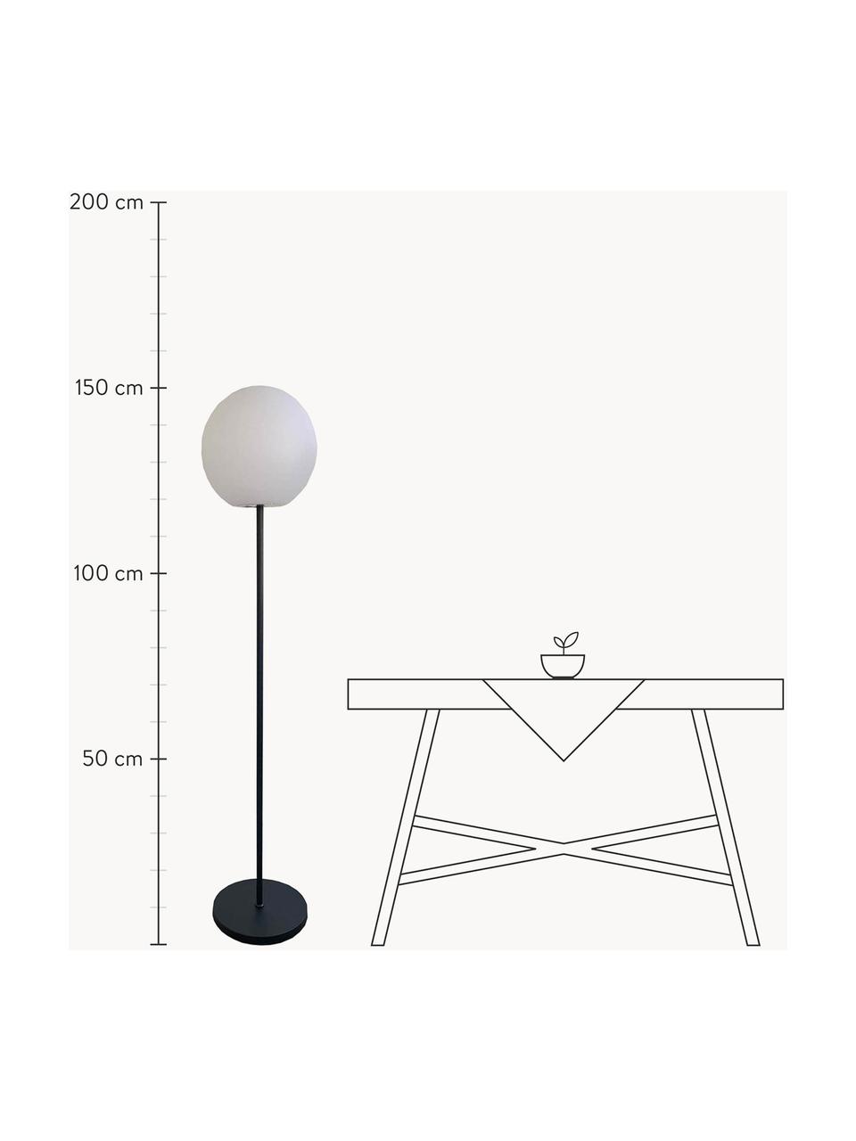 Lampada da terra per esterno mobile a LED dimmerabile Luny, Paralume: polietilene, Bianco, nero, Ø 30 x Alt. 150 cm