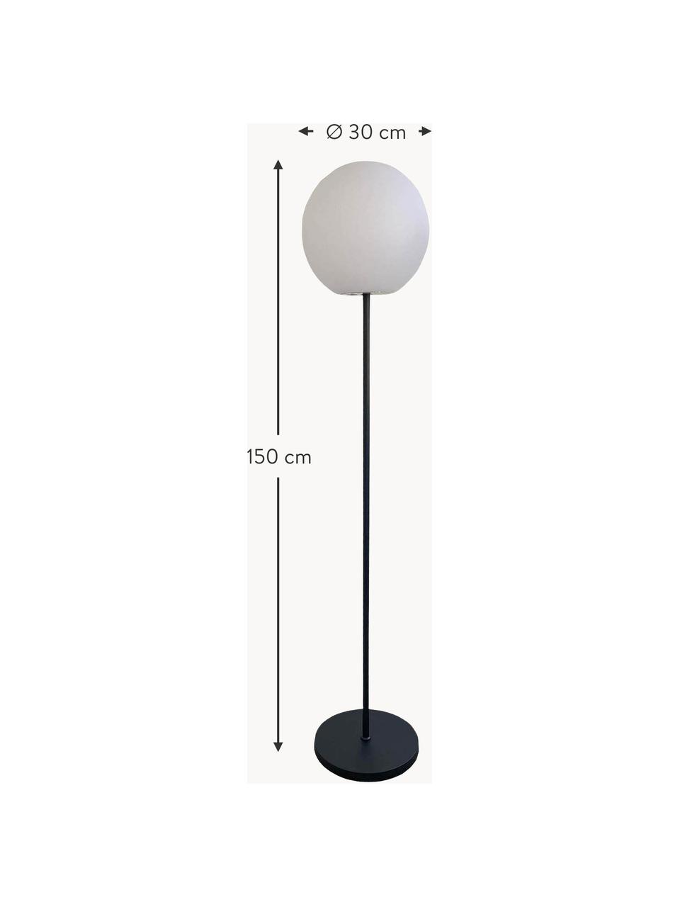Mobile dimmbare Outdoor-Stehlampe Luny, Lampenschirm: Polyethylen, Lampenfuß: Metall, beschichtet, Weiß, Schwarz, Ø 30 x H 150 cm