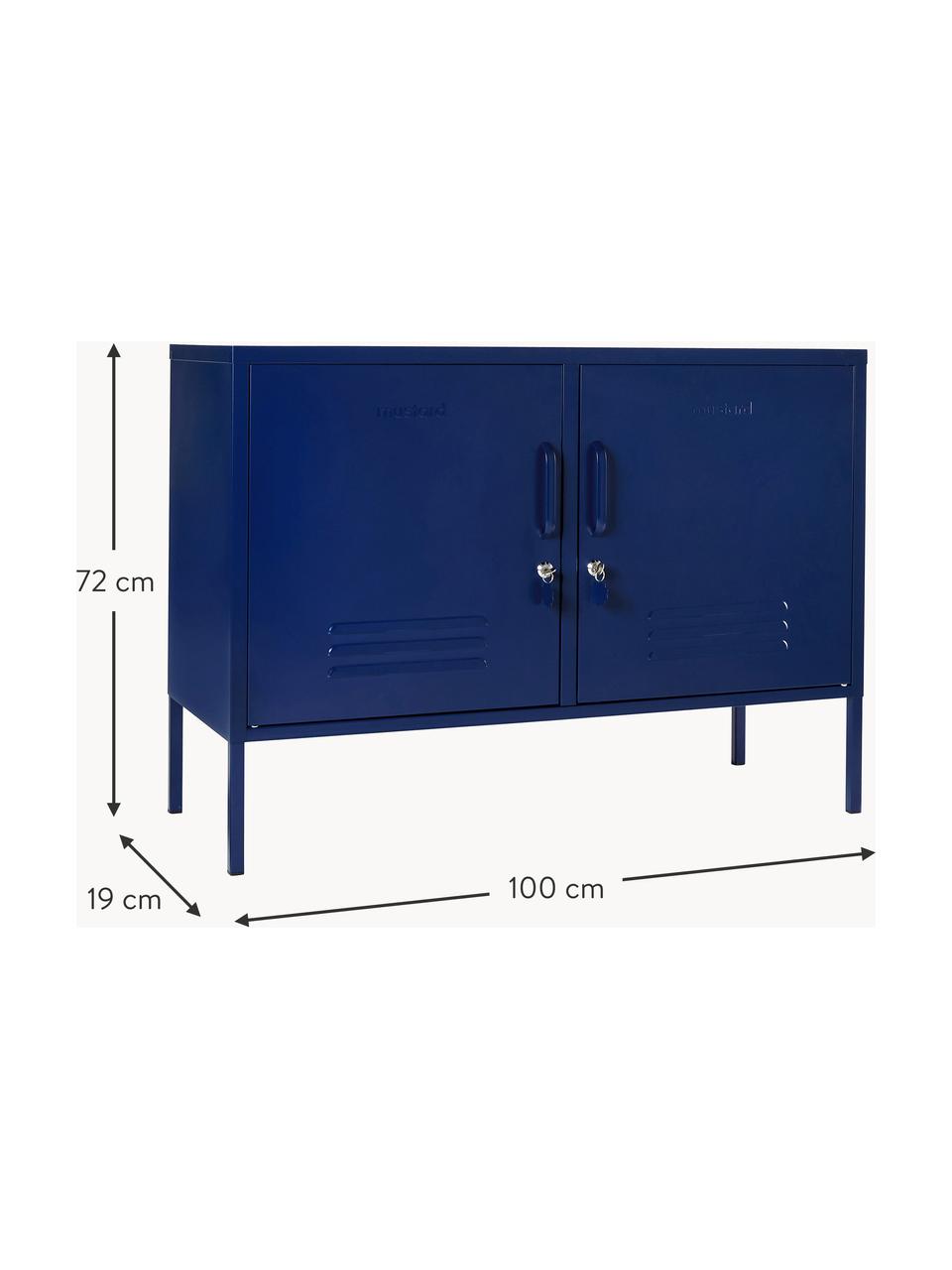 Credenza in metallo Lowdown, Acciaio verniciato a polvere, Blu scuro, Larg. 100 x Alt. 72 cm