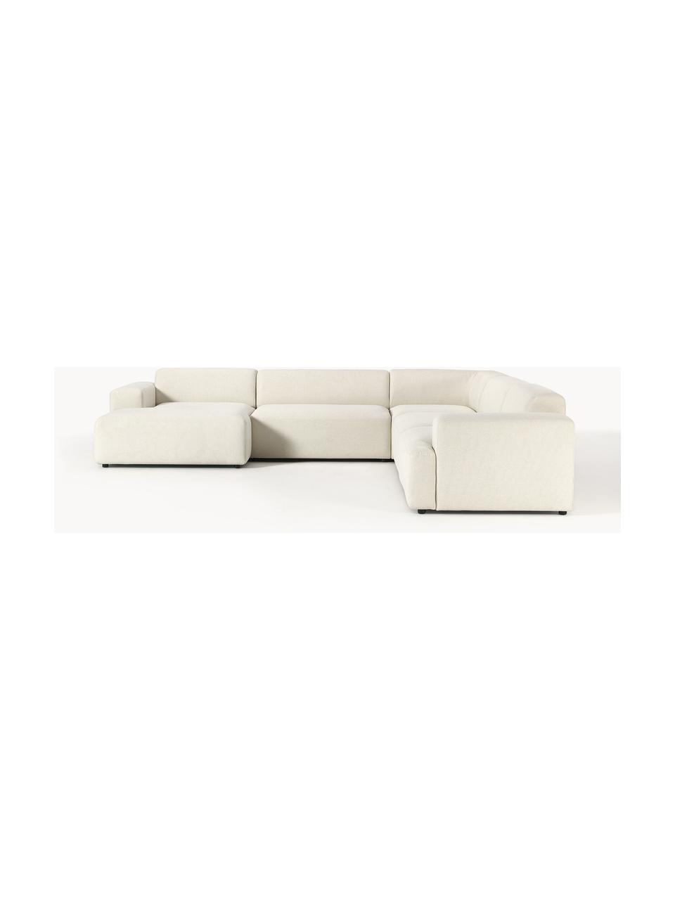 Divano ampio Melva, Rivestimento: 100% poliestere Con 115.0, Struttura: legno massiccio di pino e, Piedini: plastica Questo prodotto , Tessuto bianco latte, Larg. 339 x Prof. 339 cm, chaise-longue a destra