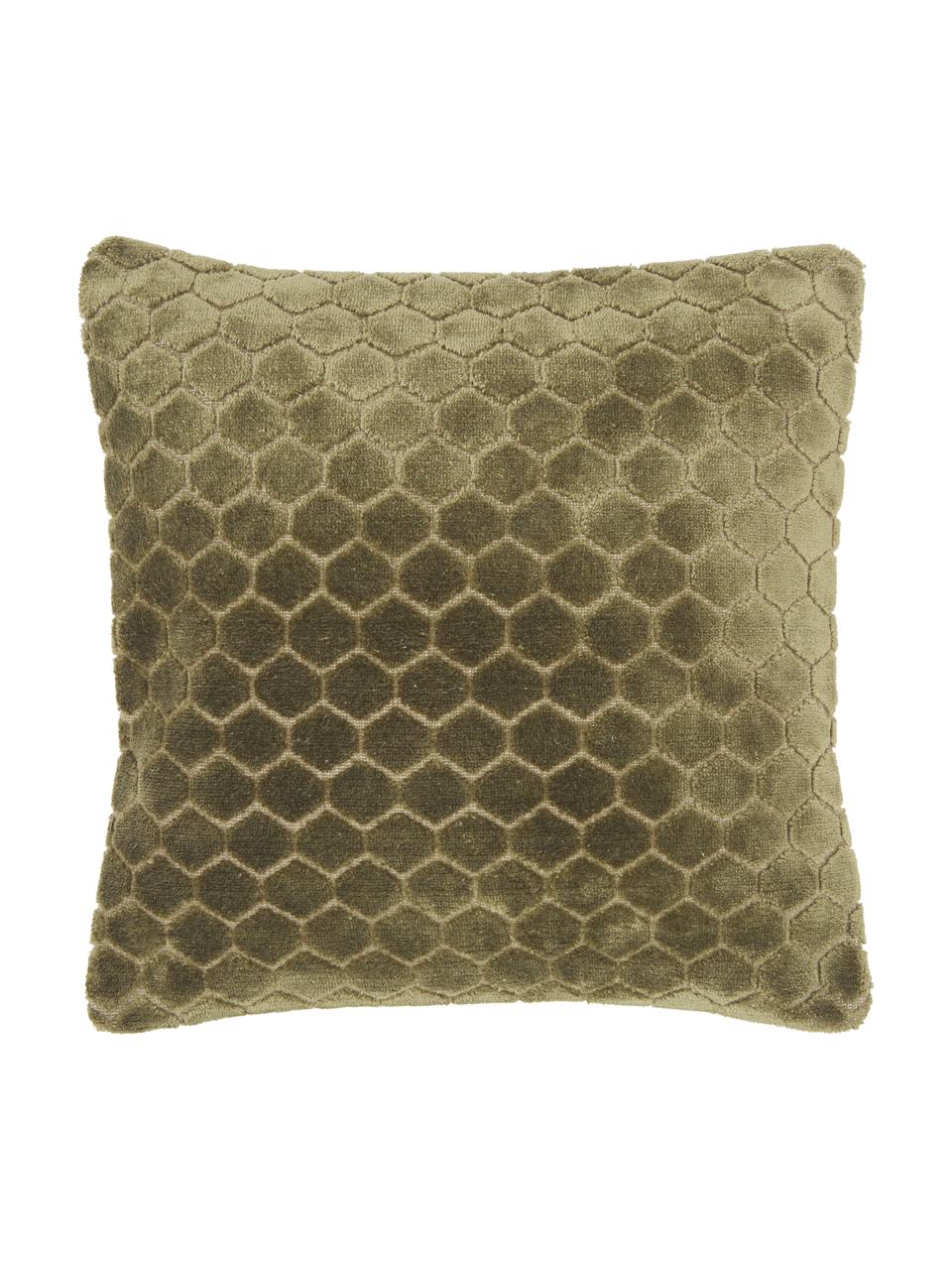 Fluwelen kussenhoes Carraway met structuurpatroon, Groen, 45 x 45 cm