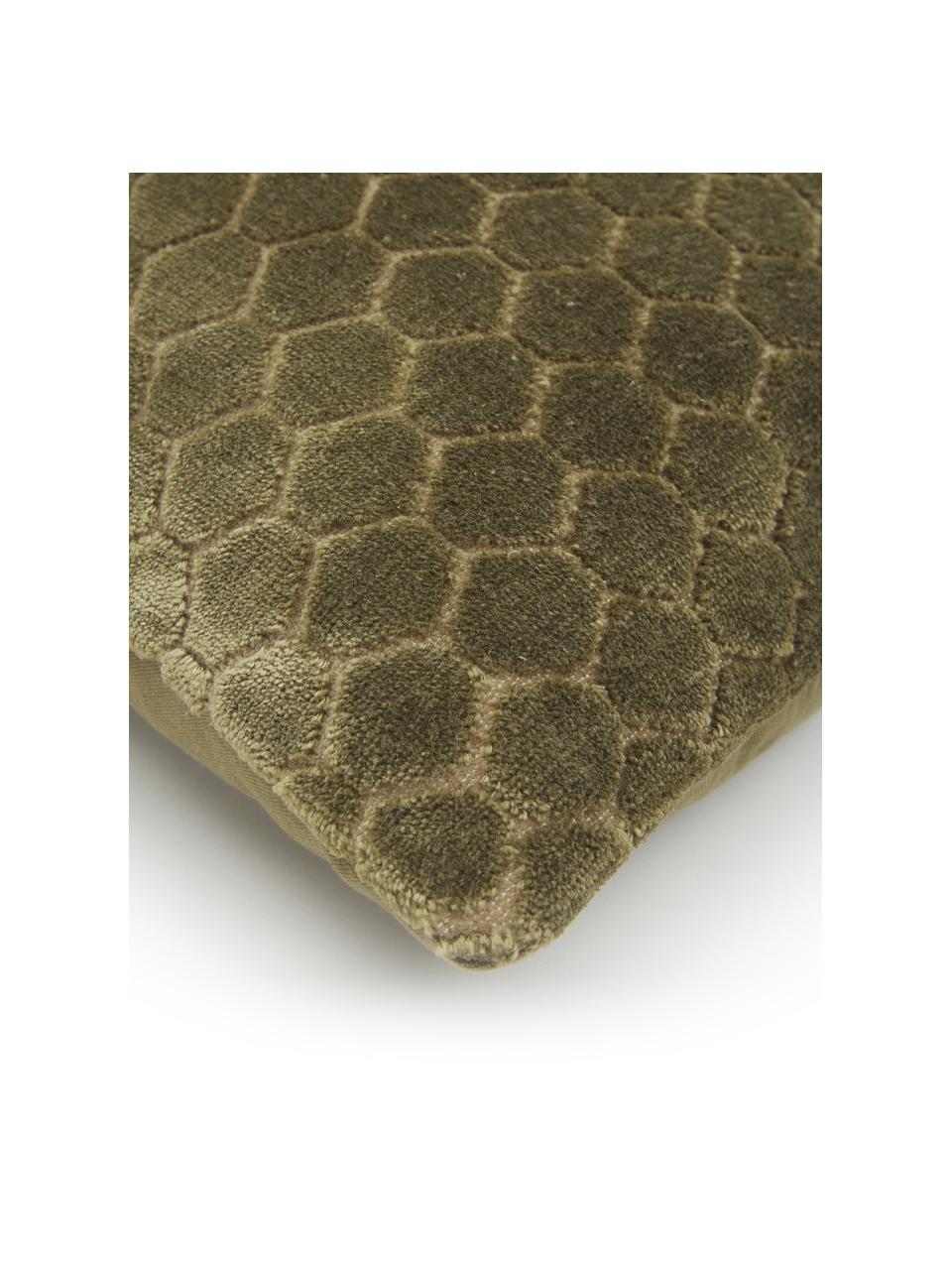 Federa arredo in velluto con motivo Carraway, Retro: 100% cotone, Verde, Larg. 45 x Lung. 45 cm