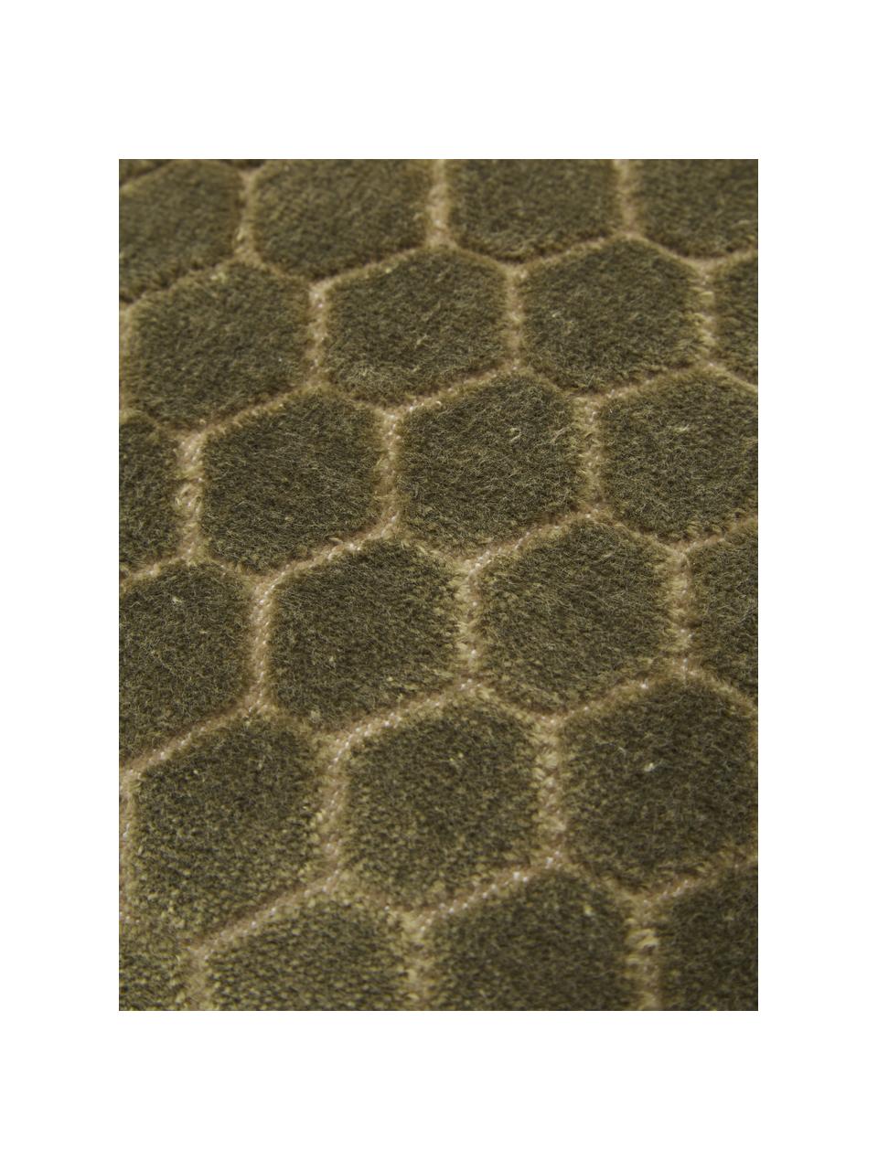 Fluwelen kussenhoes Carraway met structuurpatroon, Groen, 45 x 45 cm