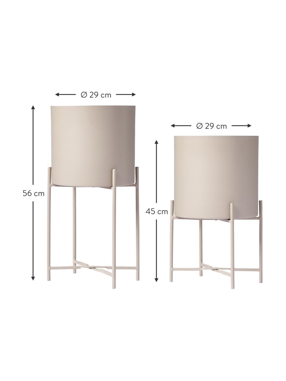 Set de maceteros de metal Mina, 2 uds., Metal con pintura en polvo, Beige, Set de diferentes tamaños