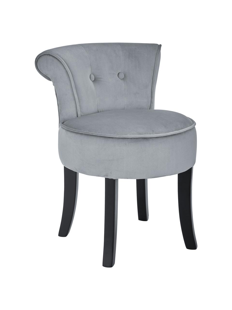 Sametová židlička s opěradlem Alison, Potah: šedá Nohy: černá, Š 48 cm, V 65 cm