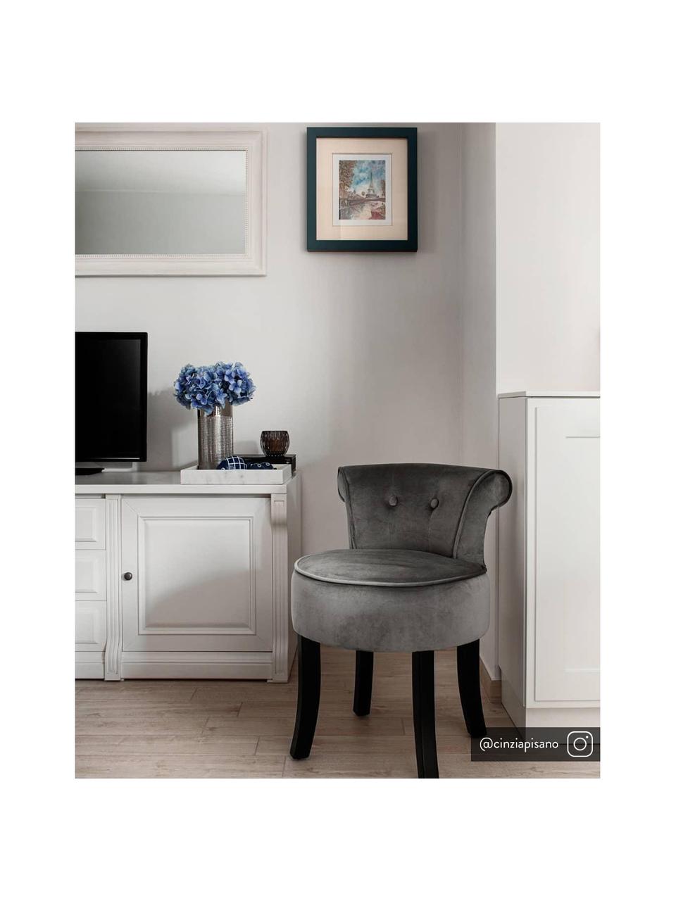 Sametová židlička s opěradlem Alison, Potah: šedá Nohy: černá, Š 48 cm, V 65 cm