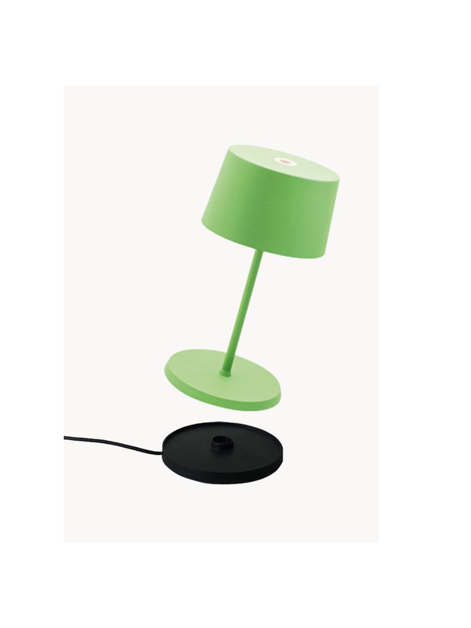 Lampada da tavolo portatile a LED luce regolabile Olivia Pro, Lampada: alluminio rivestito, Verde chiaro, Ø 11 x Alt. 22 cm