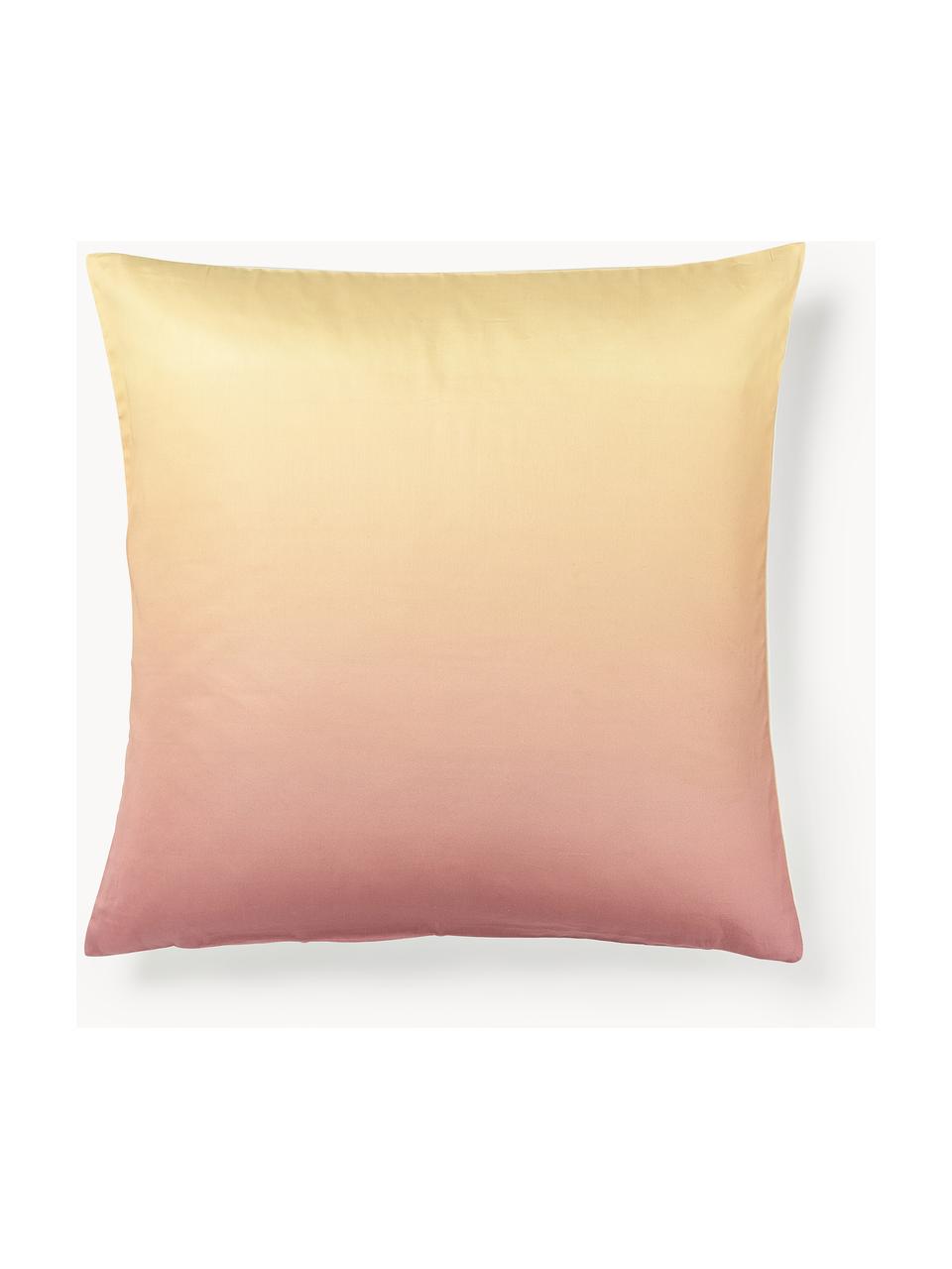 Federa in raso di cotone con sfumatura Jania, TonalitÃ  gialle e rosa, Larg. 50 x Lung. 80 cm