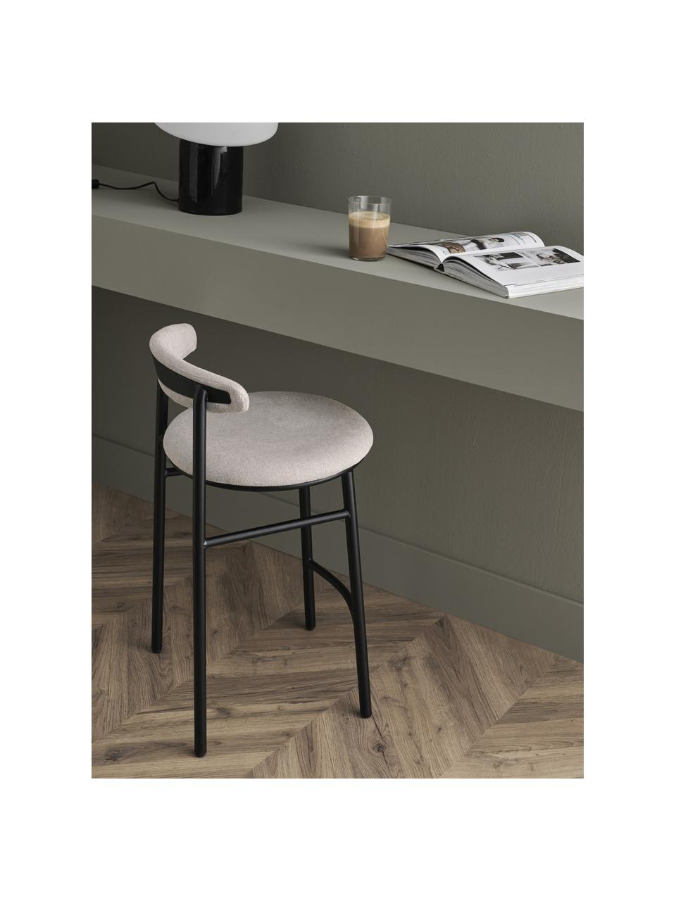 Tabouret de bar blanc crème Doggi, Blanc crème, larg. 44 x haut. 84 cm