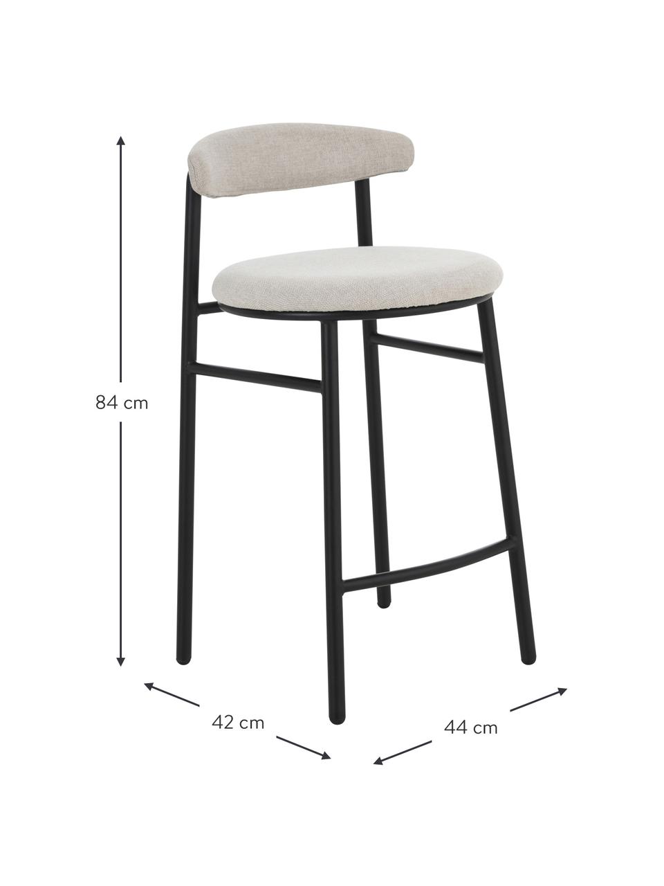 Tabouret de bar blanc crème Doggi, Blanc crème, larg. 44 x haut. 84 cm