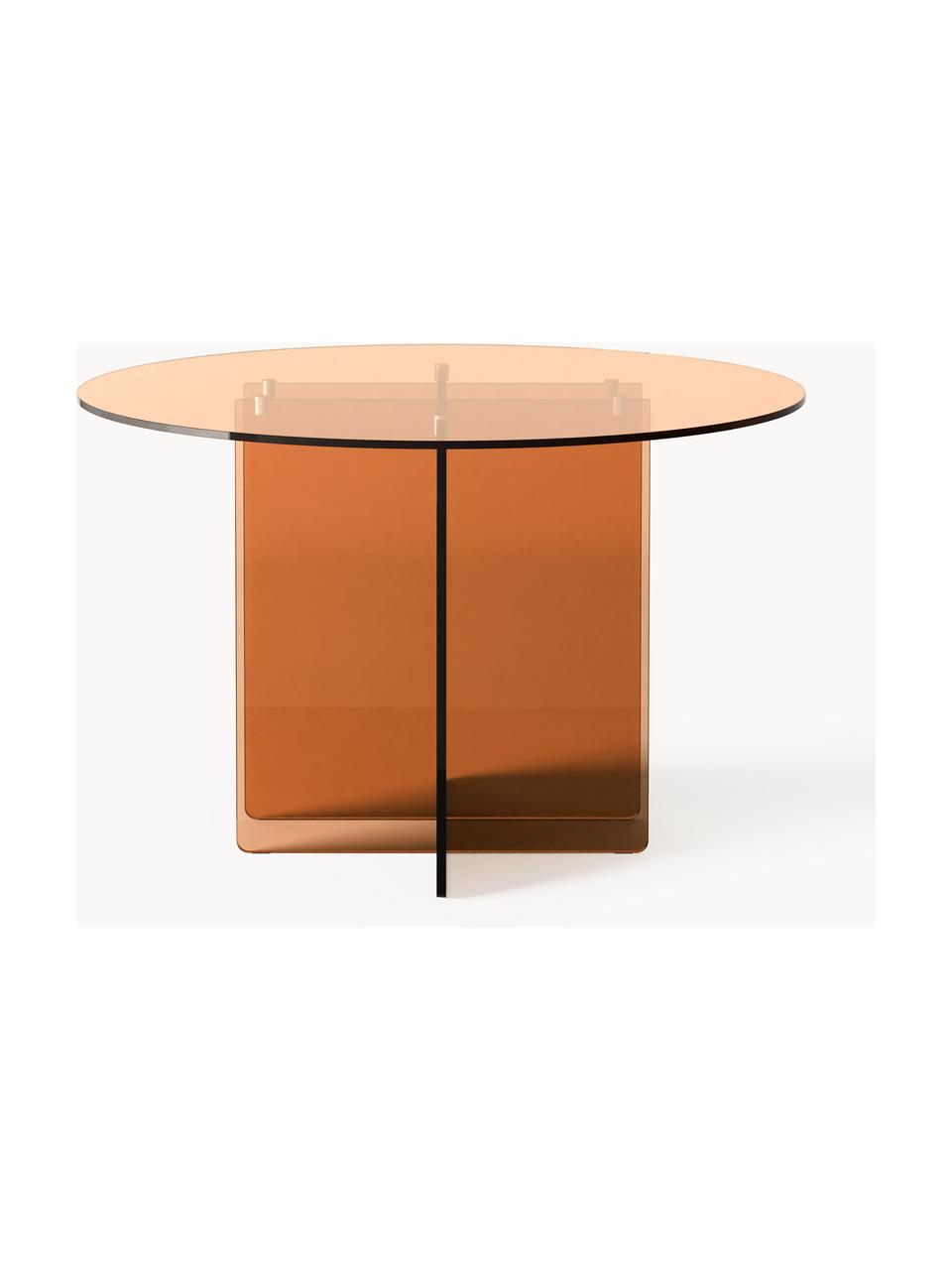 Mesa de comedor redonda de vidrio Anouk, Ø 120 cm, Vidrio, Marrón, Ø 120 cm