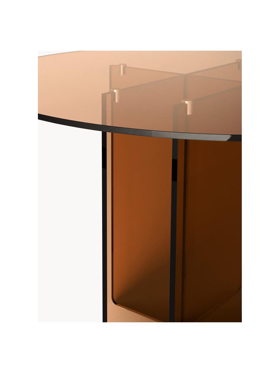 Table ronde en verre Anouk, Ø 120 cm, Verre, Brun, transparent, Ø 120 cm