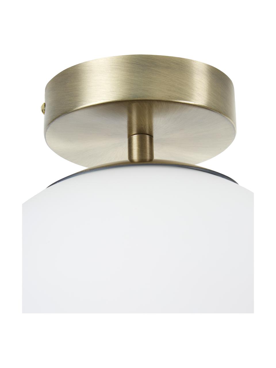 Kleine plafondlamp Hitch van glas, Lampenkap: glas, Wit, goudkleurig, B 25 x H 30 cm
