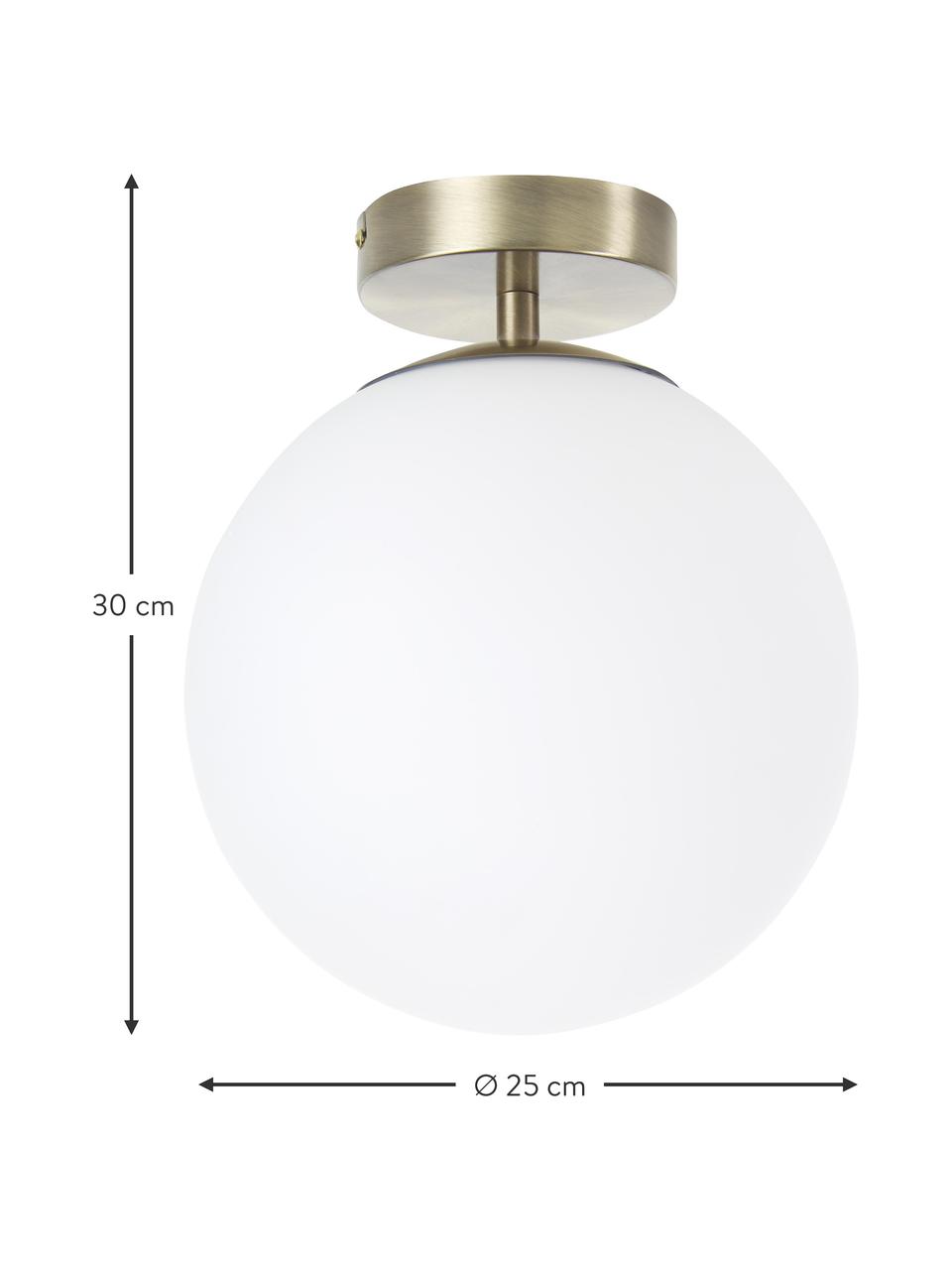 Petit plafonnier en verre Hitch, Blanc, doré, Ø 25 x haut. 30 cm