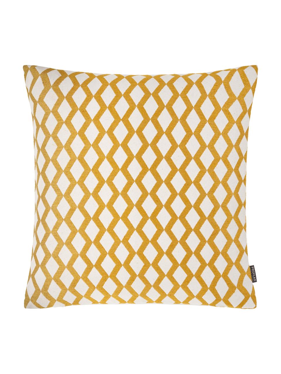 Housse de coussin décorative 50x50 Matteo, 51 % viscose, 25 % polyester, 15 % lin, 9 % coton, Jaune, blanc cassé, larg. 40 x long. 40 cm