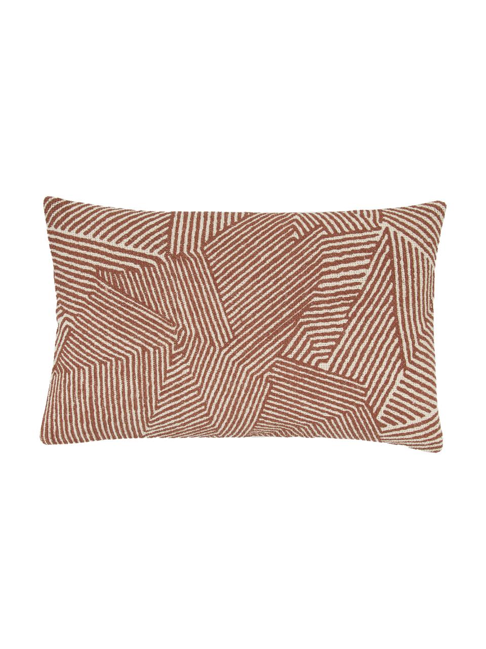 Kissenhülle Nadia mit grafischem Muster in Rostfarben, 100%  Baumwolle, Beige,Weiss,Rot, B 30 x L 50 cm