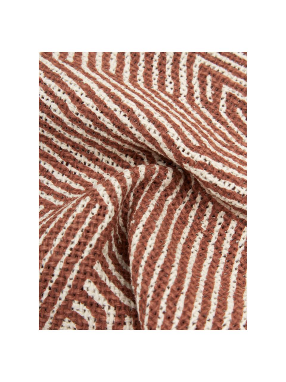 Housse de coussin rectangulaire couleur rouille Nadia, 100 % coton, Beige, blanc, rouge, larg. 30 x long. 50 cm