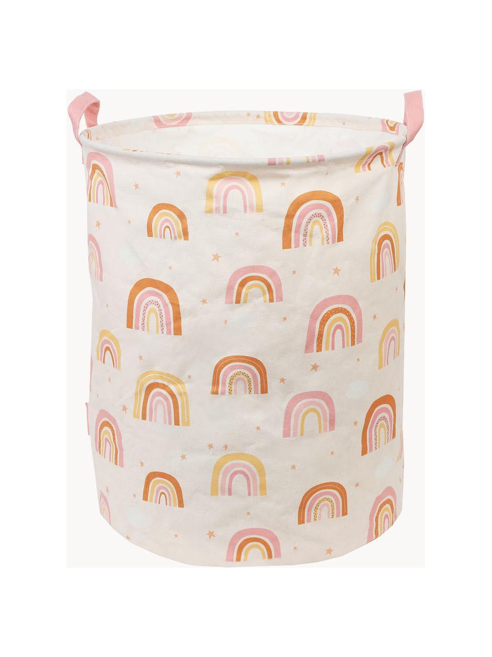 Panier de rangement pour enfants Rainbows, pliable, 70 % coton, 30 % polyester, Pêche, rose pâle, orange, Ø 40 x haut. 50 cm