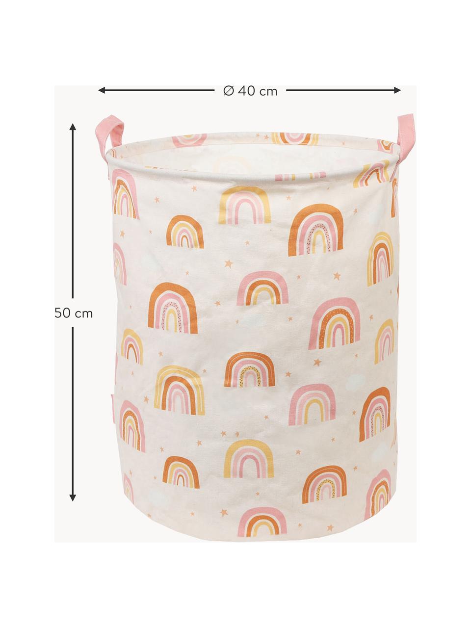 Panier de rangement pour enfants Rainbows, pliable, 70 % coton, 30 % polyester, Pêche, rose pâle, orange, Ø 40 x haut. 50 cm