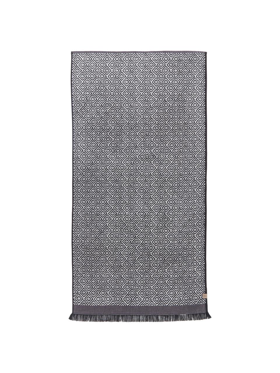 Asciugamano in varie misure con motivo a rombi Morocco, Nero, bianco, Telo bagno, Larg. 70 x Lung. 135 cm