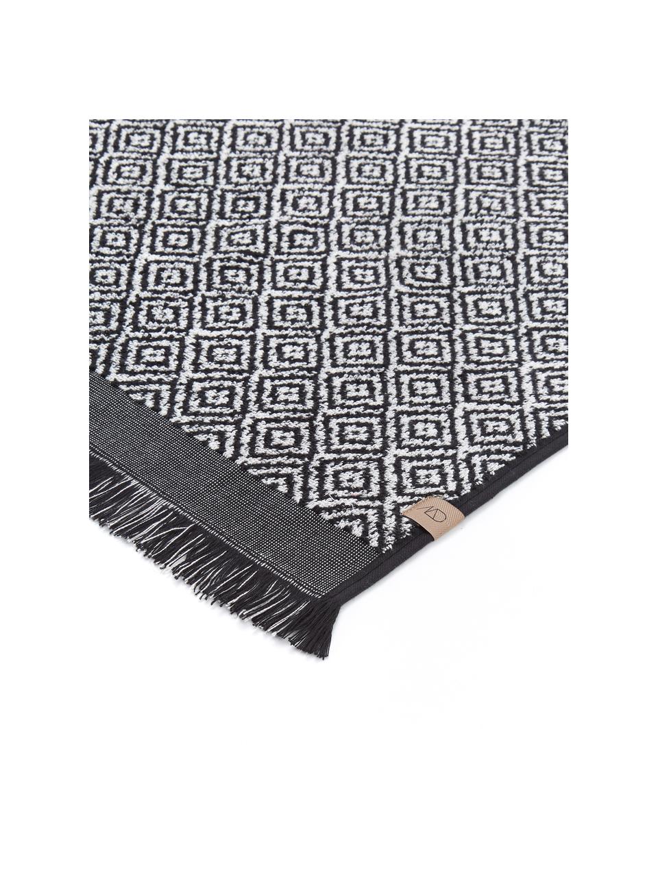 Asciugamano in varie misure con motivo a rombi Morocco, Nero, bianco, Telo bagno, Larg. 70 x Lung. 135 cm